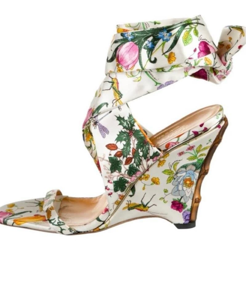 Gucci Floral printed Satin Ankle Strap  - Image 1