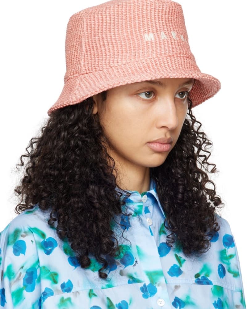 Marni Pink Embroidered Bucket Hat - Image 2