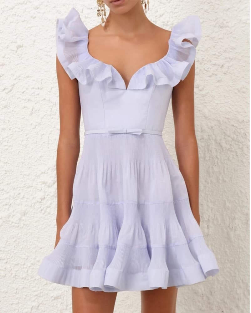 Zimmerman Pleated Frill Mini Dress - Image 1