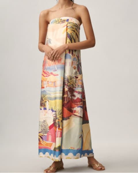 Tropical Print Maxi Dress and White Midi Dress - Image 1