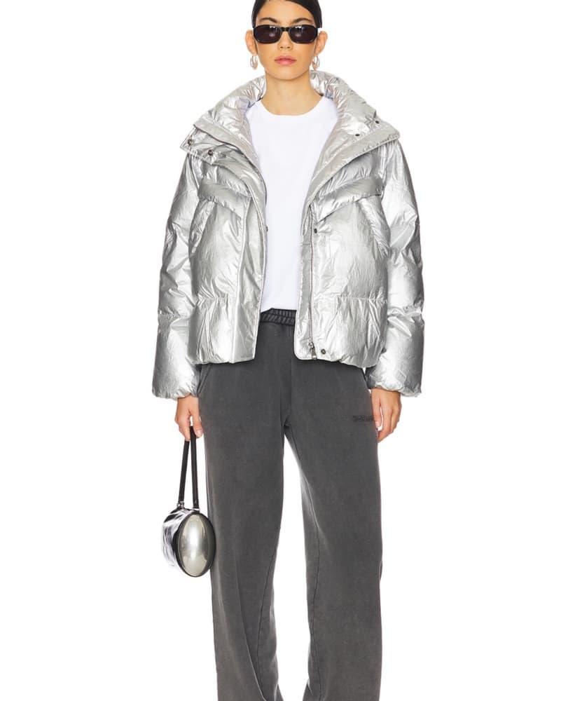 Metallic Silver Puffer Jacket - Image 2