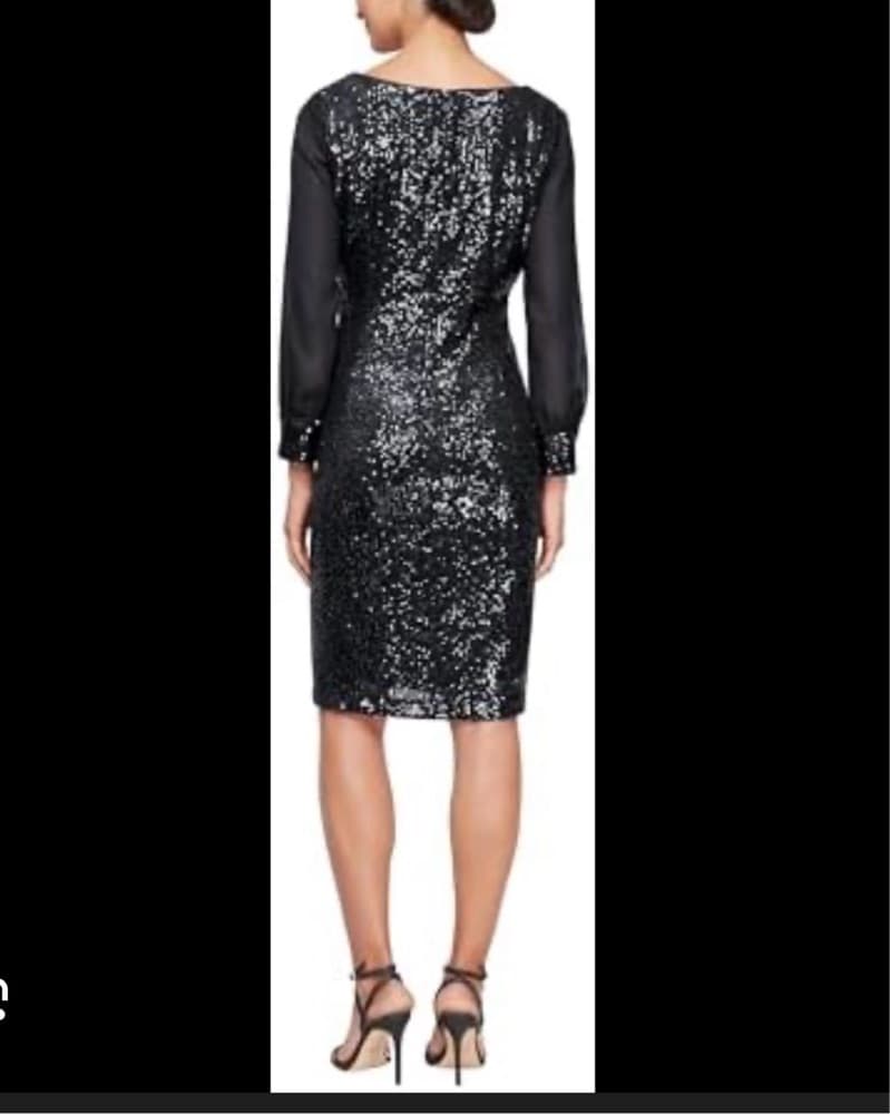 Stunning Black Sequin Cocktail Dress - Image 3