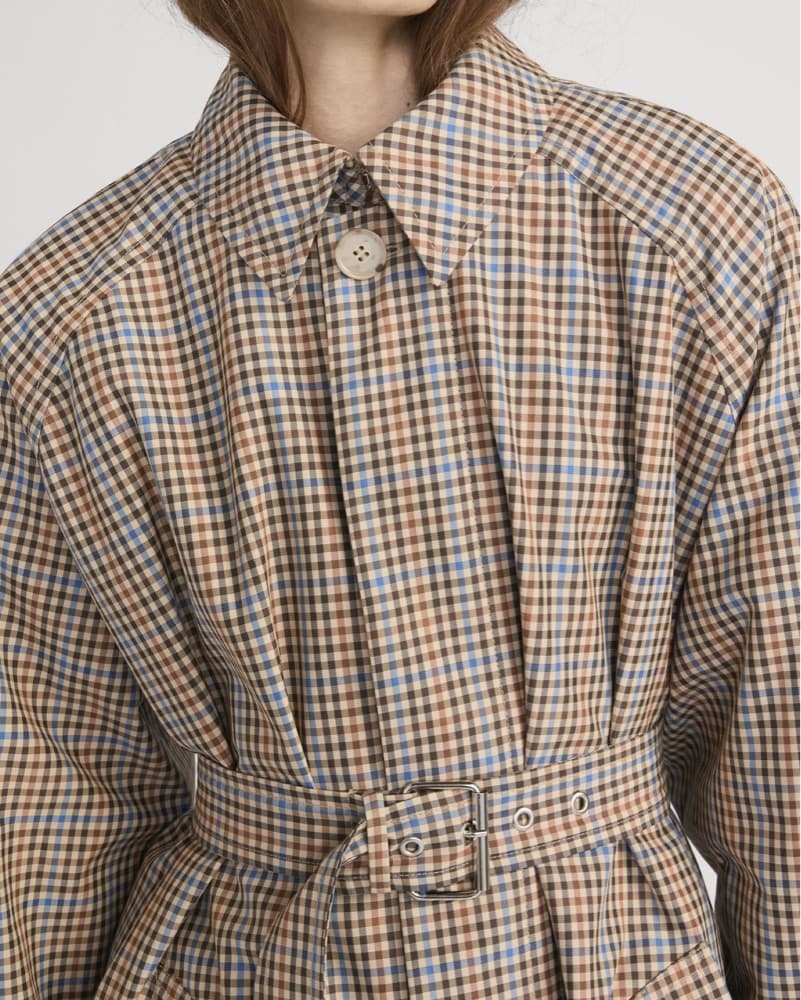 FRAME Beige Checkered Midi Coat - Image 3