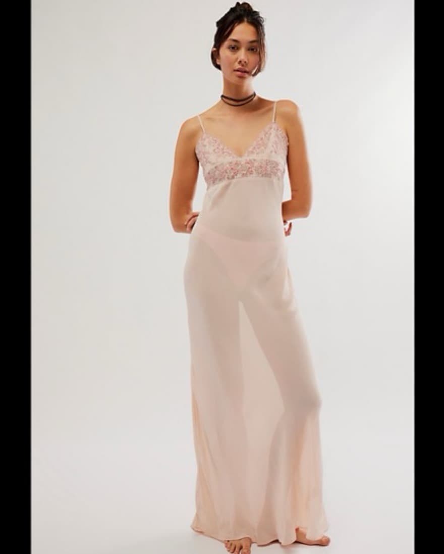 UO Pink Beaded Slip Dress - Size L - Image 1