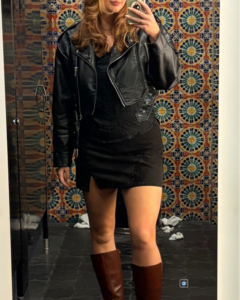Cropped Black Leather Jacket Zara - Image 2