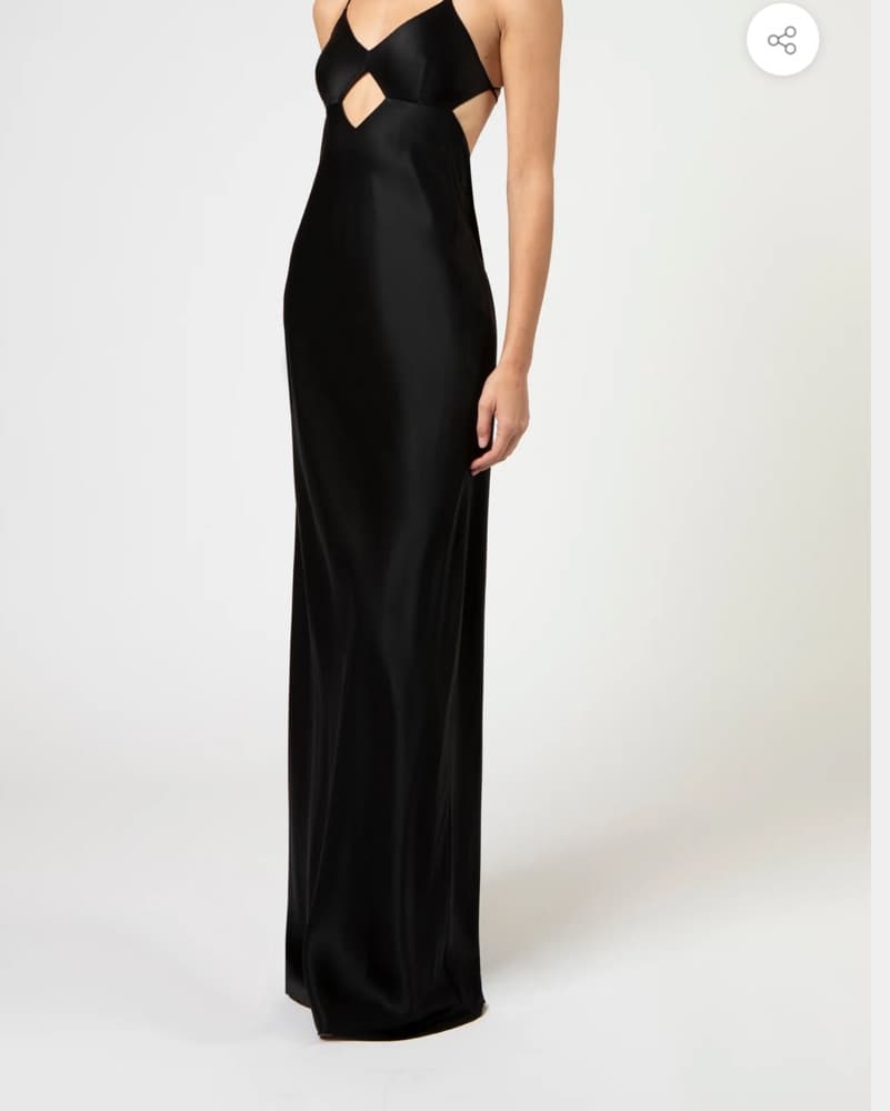 Sleek Satin Black Gown - Image 2
