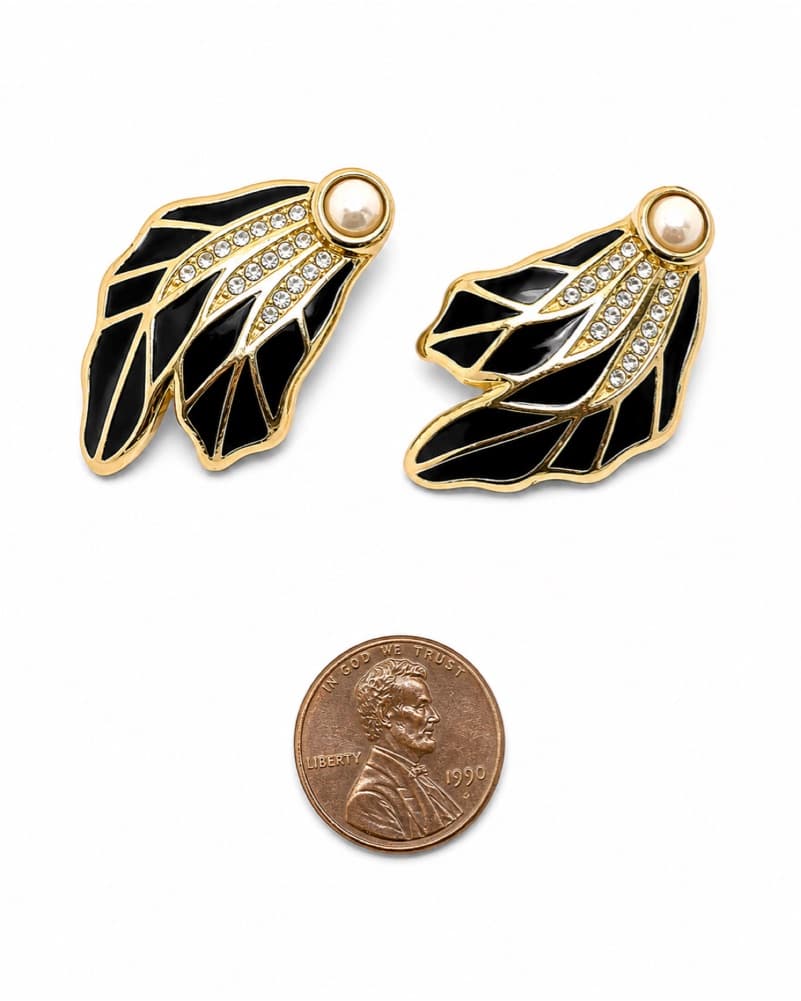 Vintage Dior Feather Clip On Earrings - Image 2
