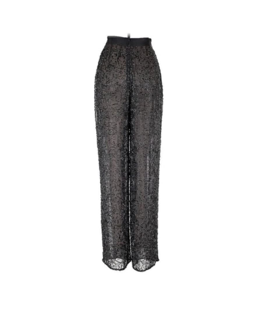 Silk Sequon Beaded Sheer Black Pants - Image 2
