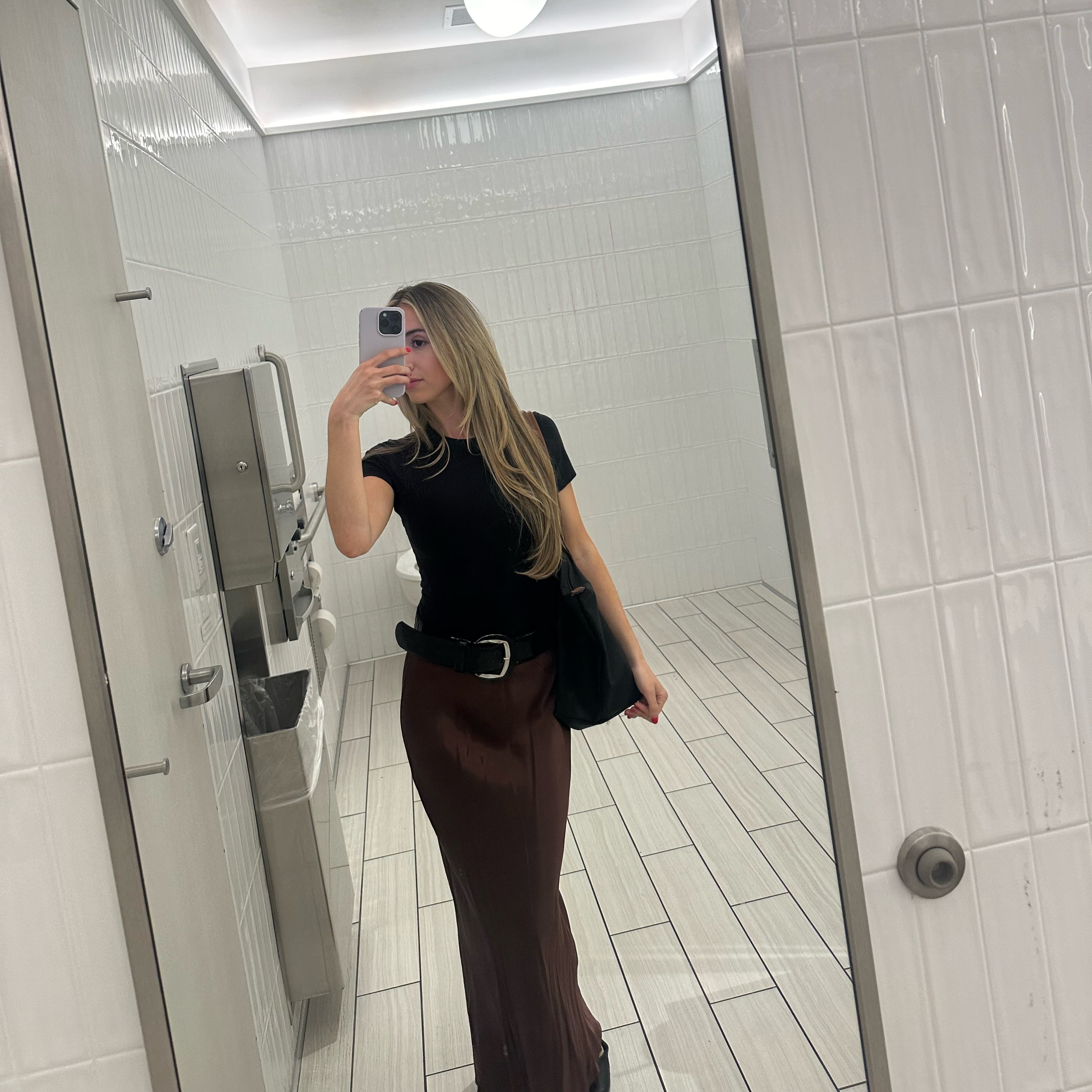 Topshop Brown Satin Maxi Skirt  - Image 3