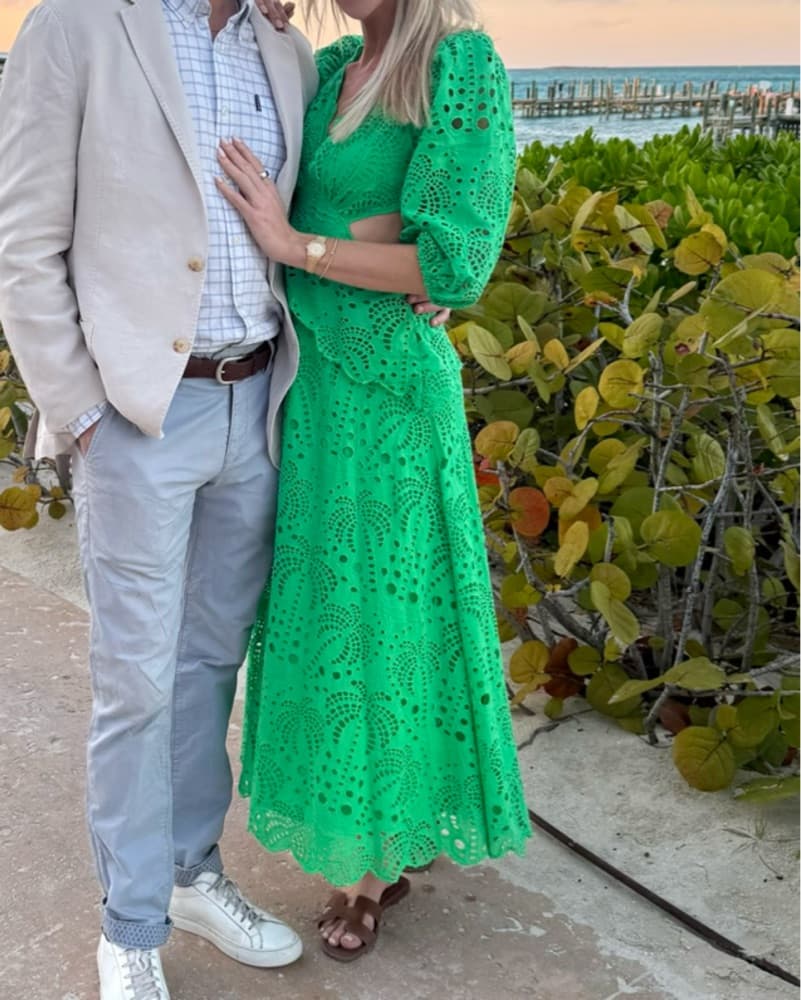 Farm Rio Green Eyelet Dress - Image 4