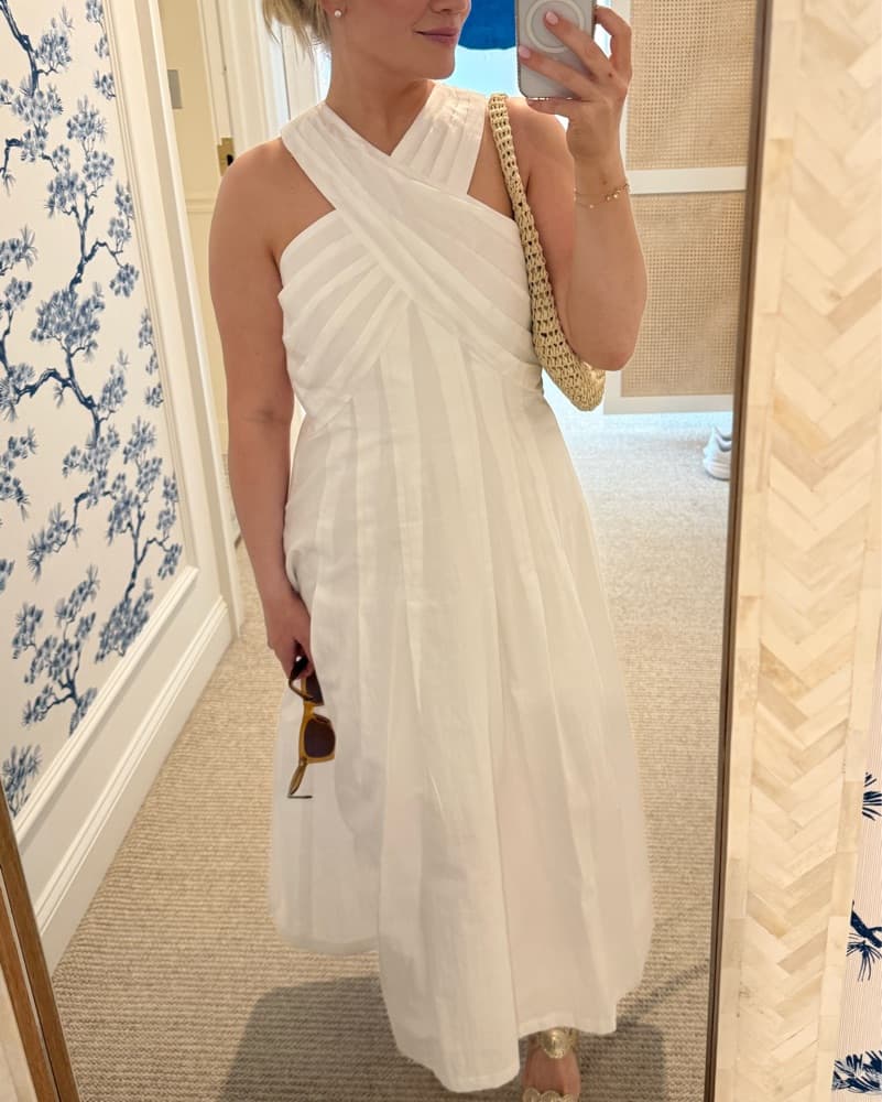 White Sandro Pleated dress - Image 5
