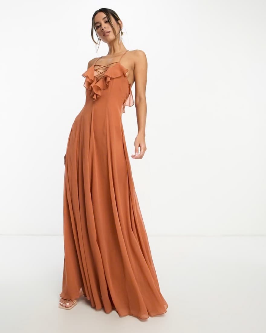 ASOS Lace Up Ruffle Cam Maxi Dress - Image 2