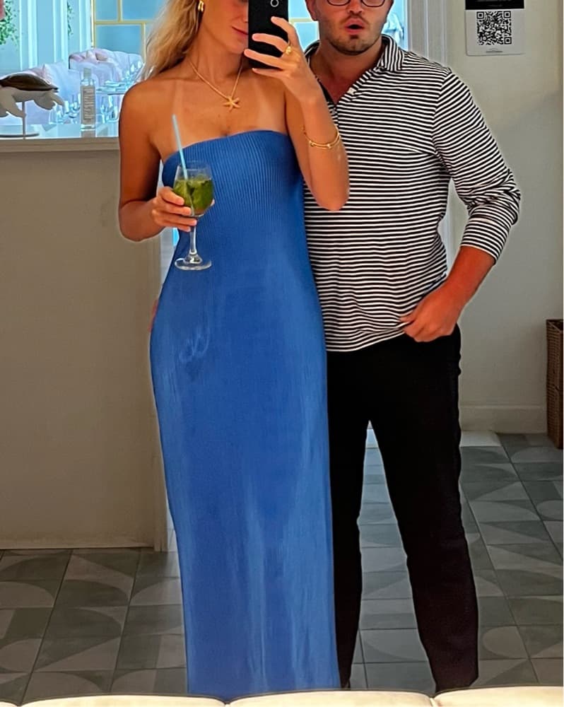 Maxi Strapless Open Back Blue dress - Image 1