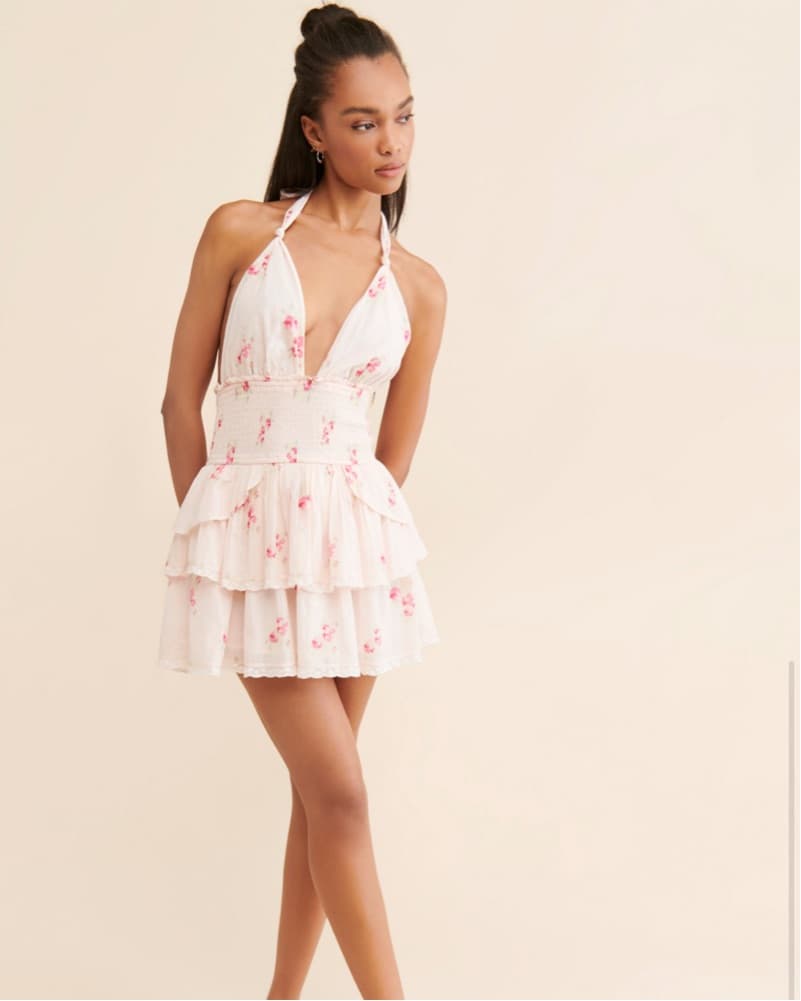 Floral Halter Mini Dress - Image 1