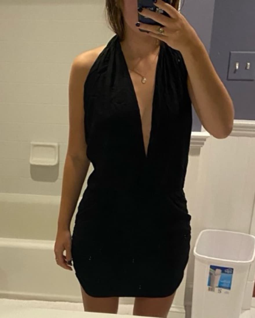 Indah Black Joey Halter Mini Dress  - Image 2