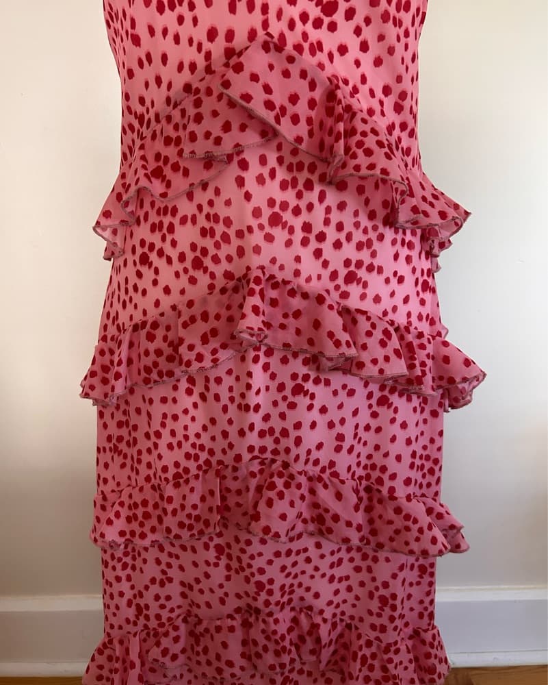 Pink With Red Polka Dots Ruffle Dress - Image 2