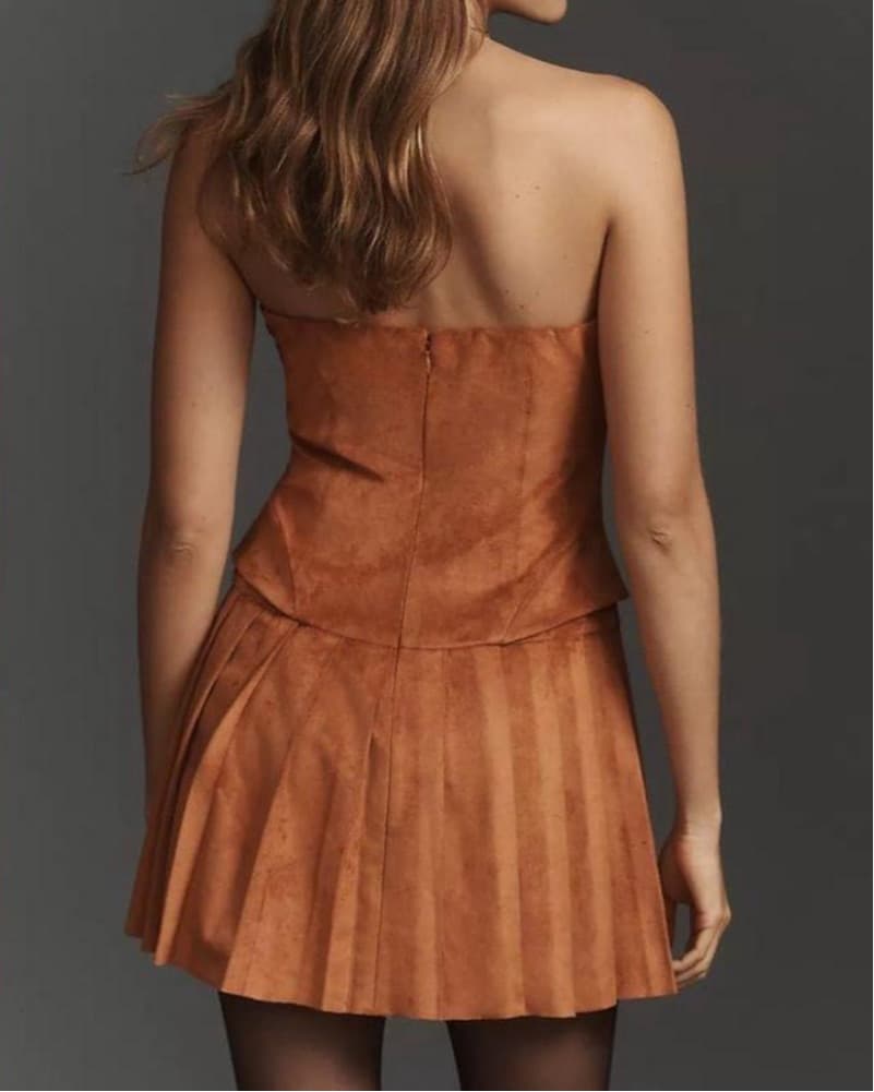 Anthropologie Strapless Suede Mini Dress - Image 2