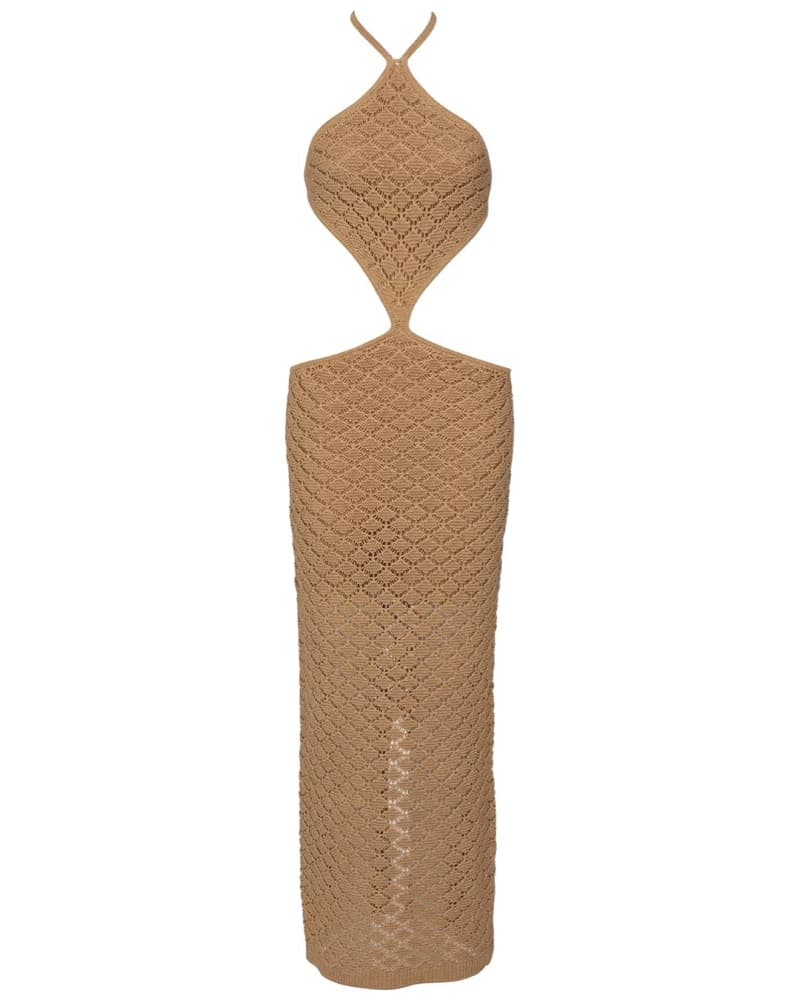Banahot Diamond Beige Cutout Dress - Image 5