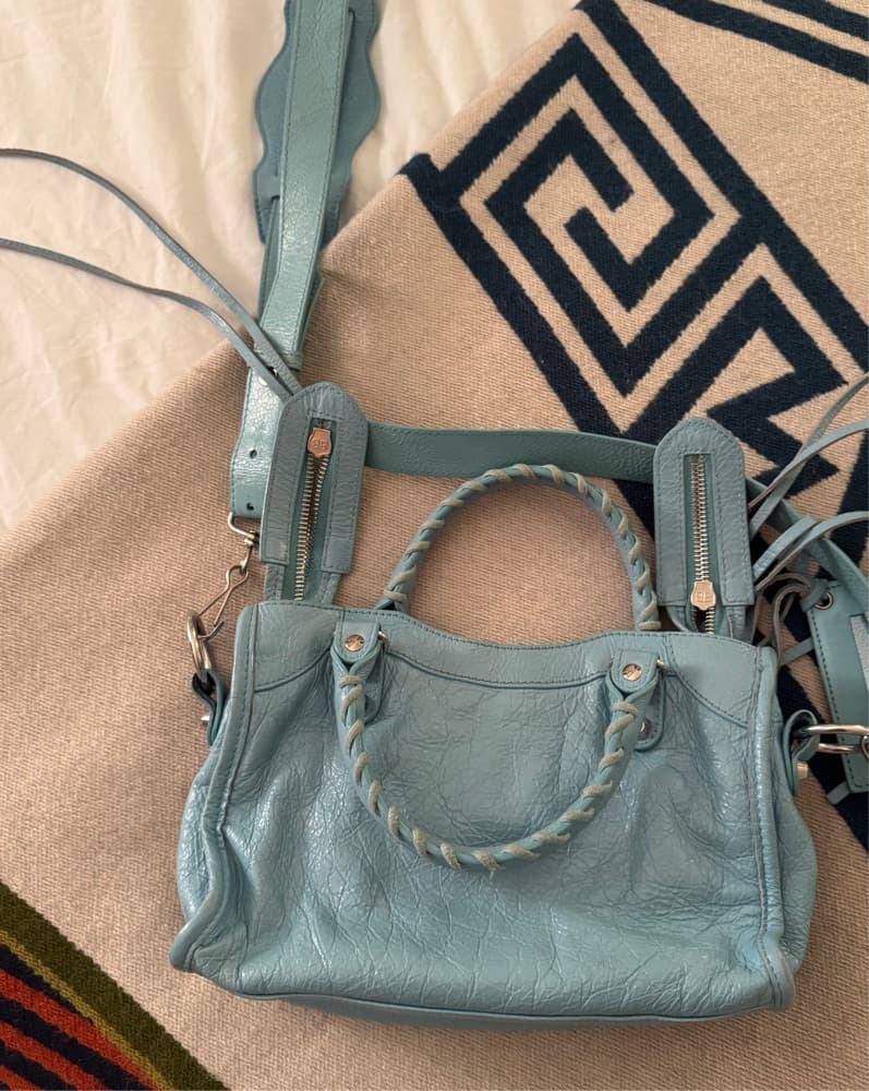 Baby Blue Balenciaga City Bag - Image 4