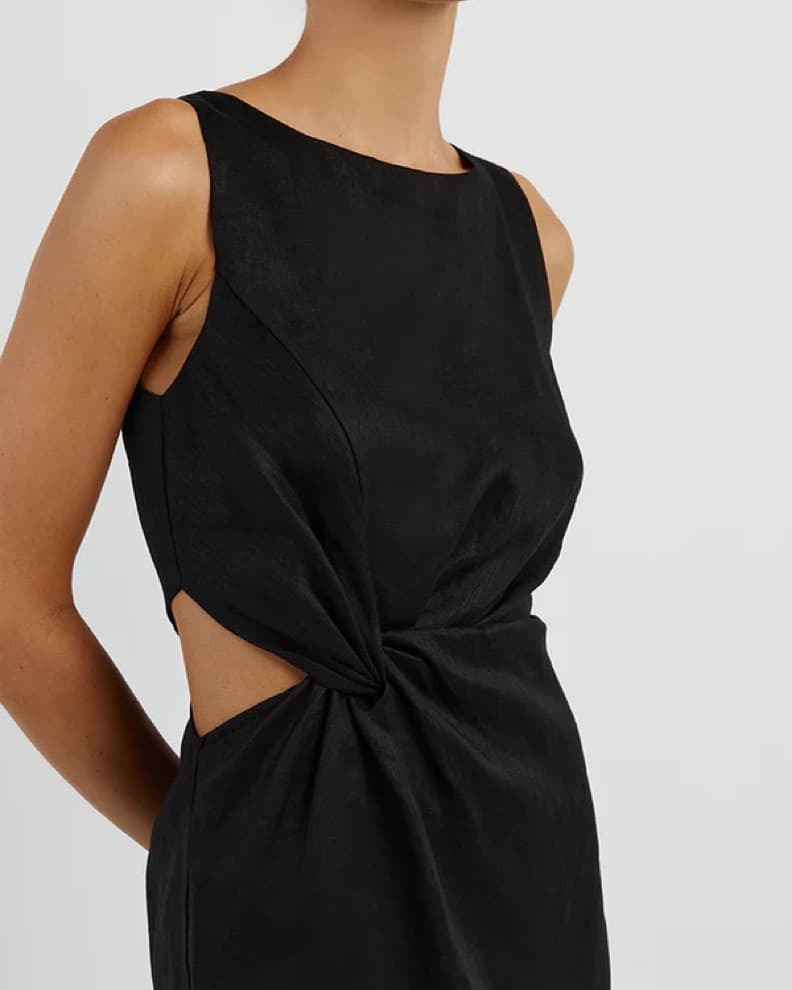 Dissh Leilani Black Linen Mini Dress - Image 4