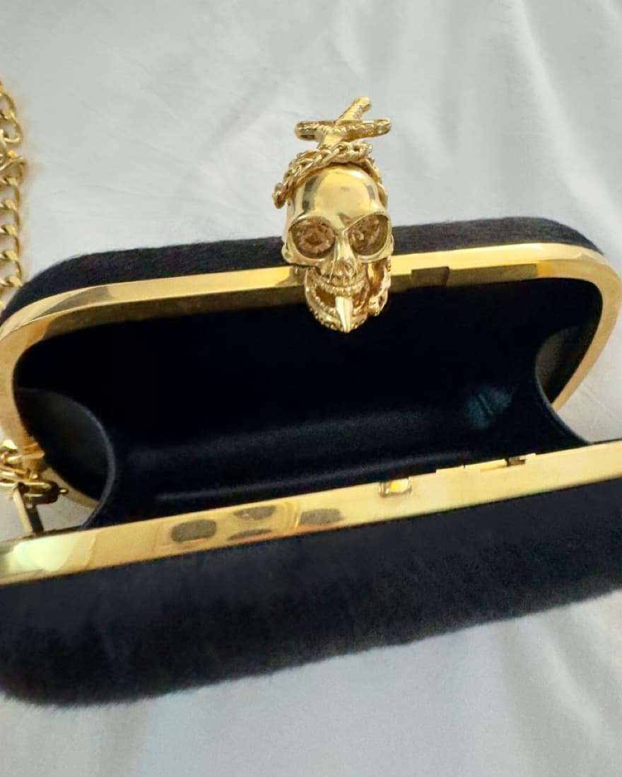 Alexander McQueen Fuzzy Skull Clutch - Image 4