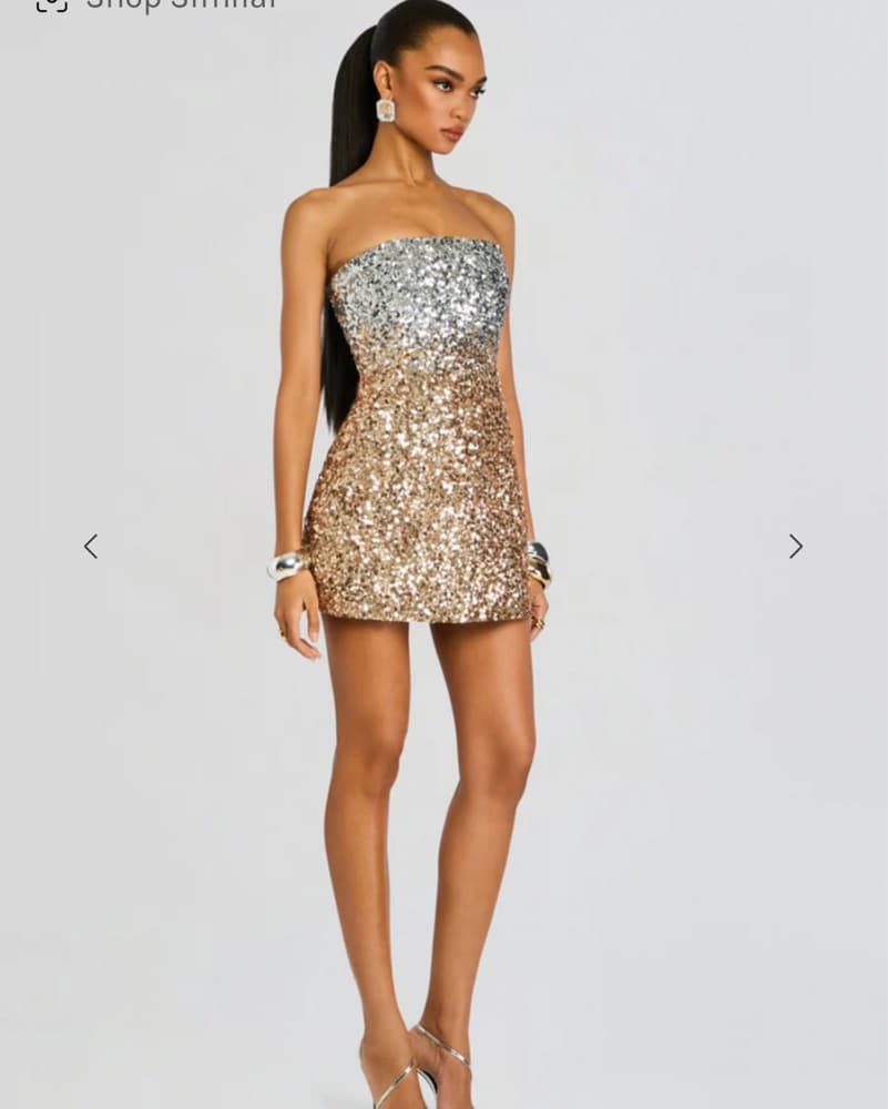 KAMERON EMBELLISHED GOLD & SILVER DRESS - Image 1