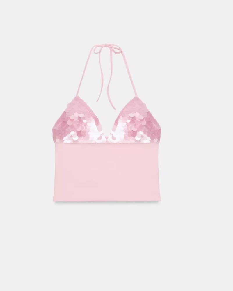 Zara Combined Sequin Halter Top - Image 3