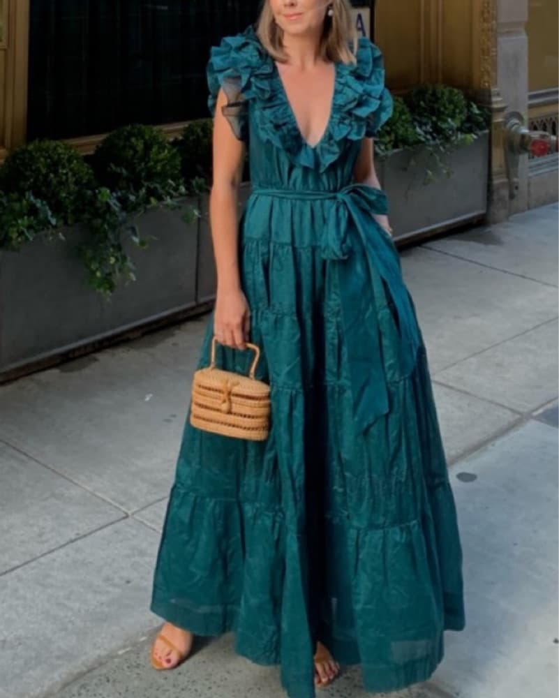 $1300 Ulla Johnson Teal Tiered Gown  - Image 2