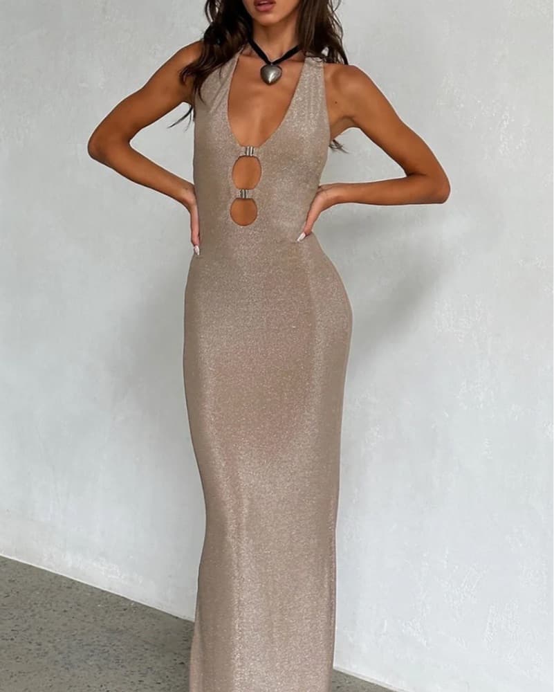 Sparkly Halter Maxi Dress - Image 1