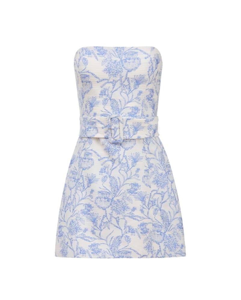 FAE DRESS IN TOILE BROCADE, ENGLISH BLUE - Image 4