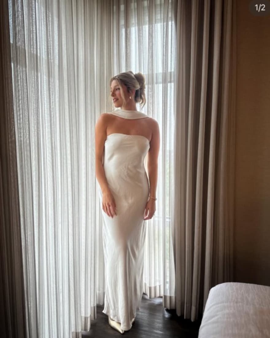 Strapless Scarf Slip Maxi Dress - Image 1