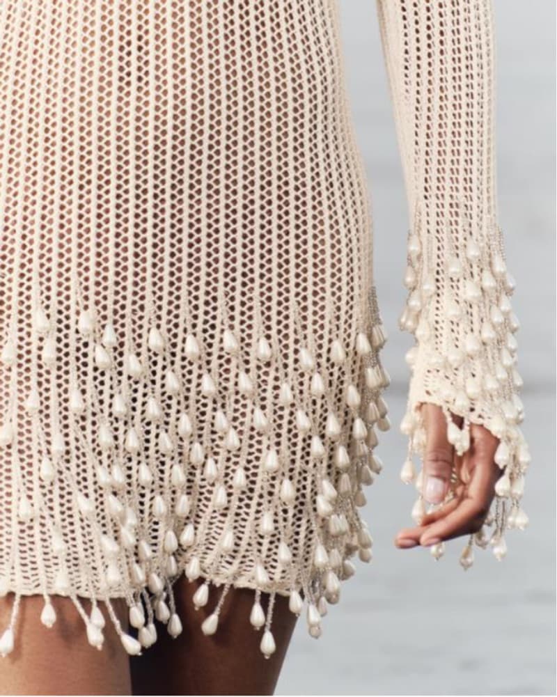 Zara Knit Dress With Pearl Fringe  - Image 3