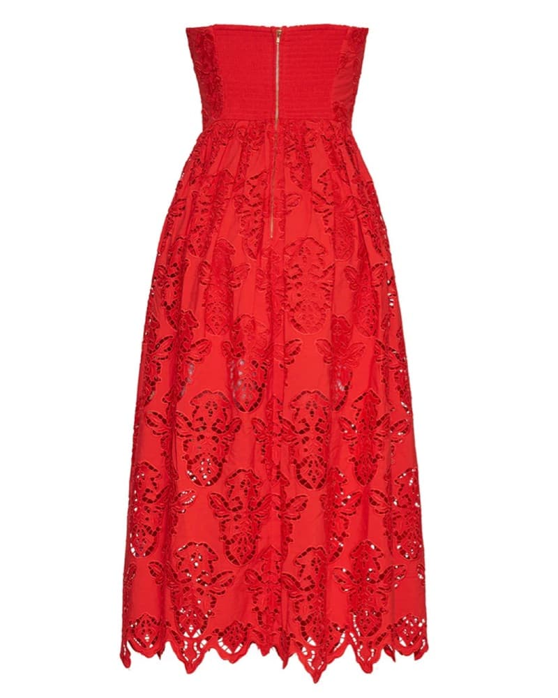 Stunning Red Lace Midi Dress - Image 4
