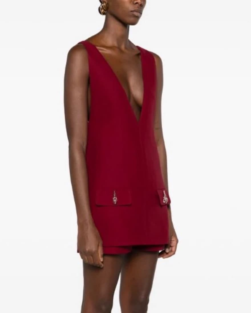 Gucci V-Neck Twill Romper - Image 2
