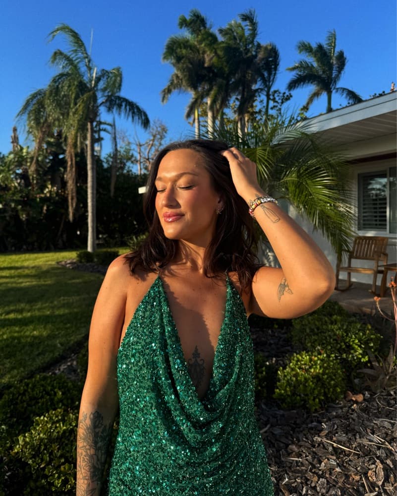 Retrofete Mich Sequin Emerald Dress - Image 1