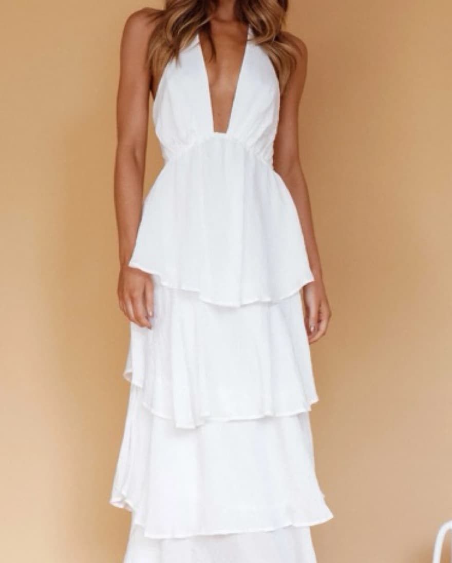 Tiered Ruffle Maxi Dress White - Image 3