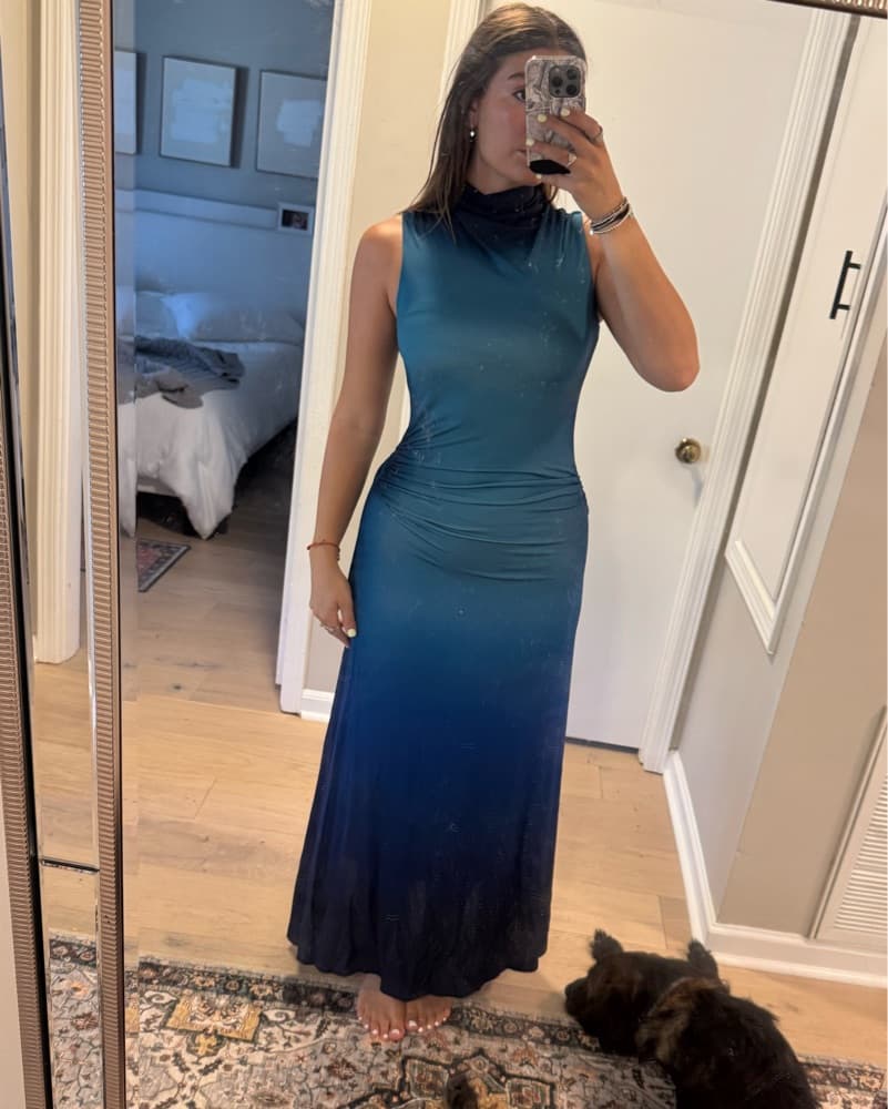 Simkahi Teal Mock Neck Maxi Dress - Image 1