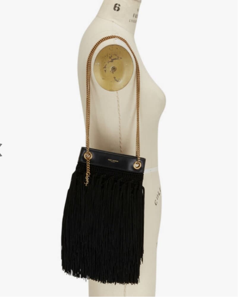 YSL Black Fringe Shoulder Bag - Image 2