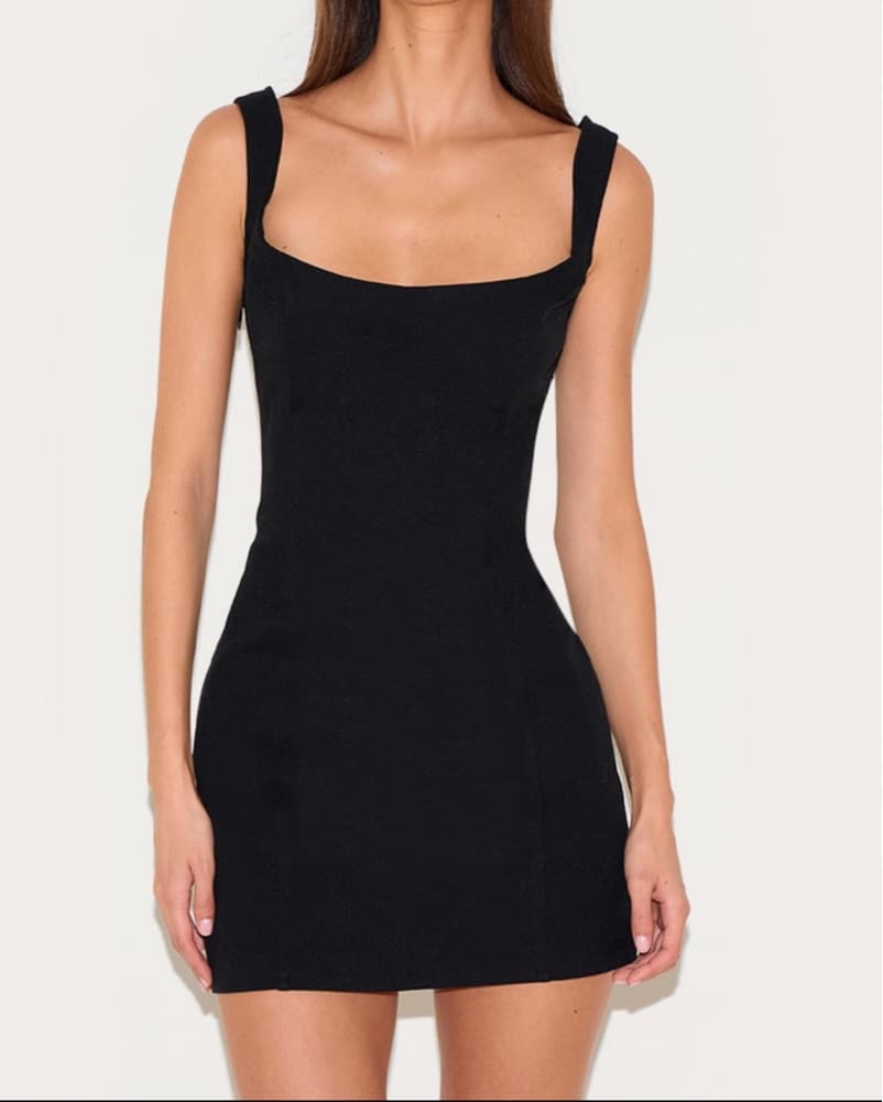 Black Squareneck Bodycon Dress - Image 2