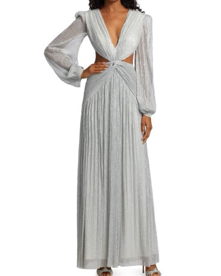 Ethereal Silver Pleated Maxi Dress - Image 2