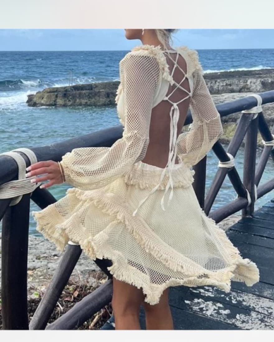 Luxxel Boho Cutout Fishnet VacationDress - Image 2