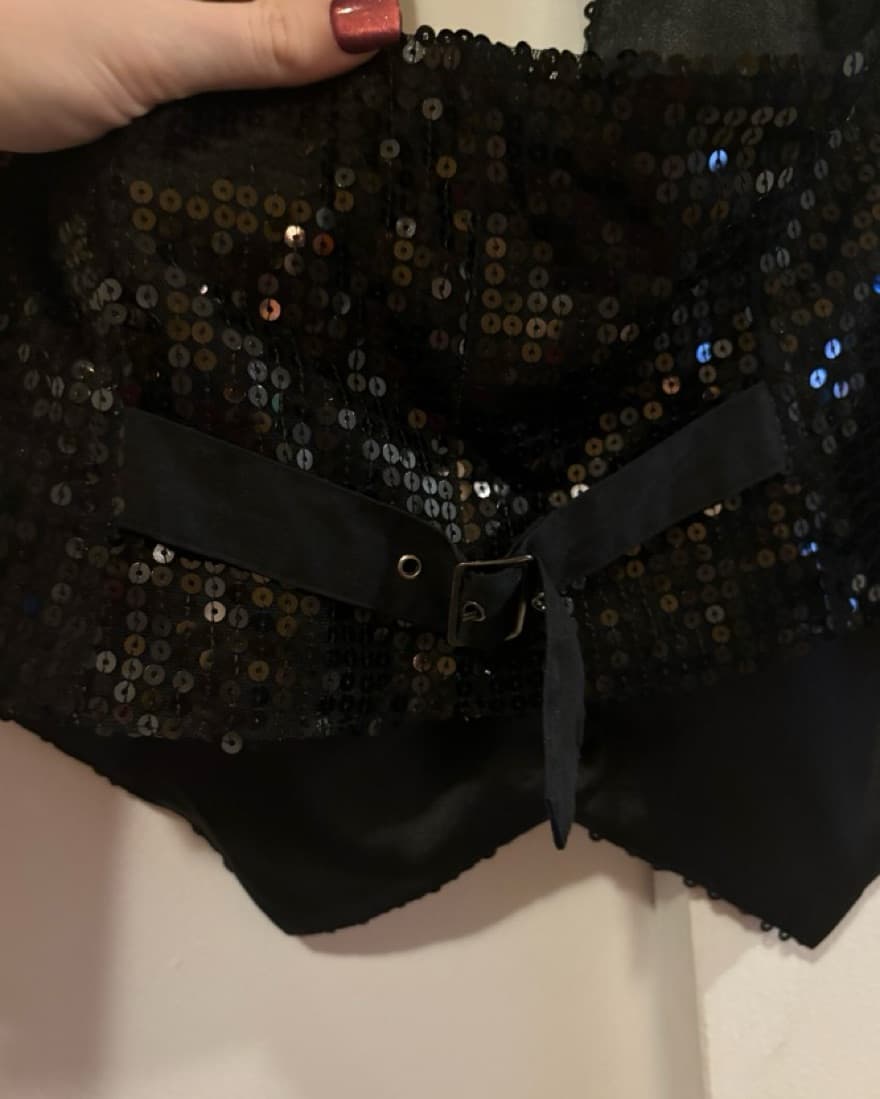 Black Sequin Halter Vest  - Image 4