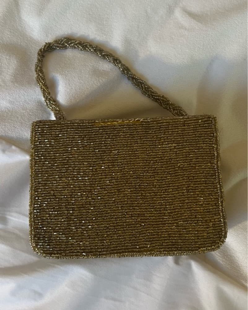 STAUD Gold Carmen Beaded Box Bag - Image 3