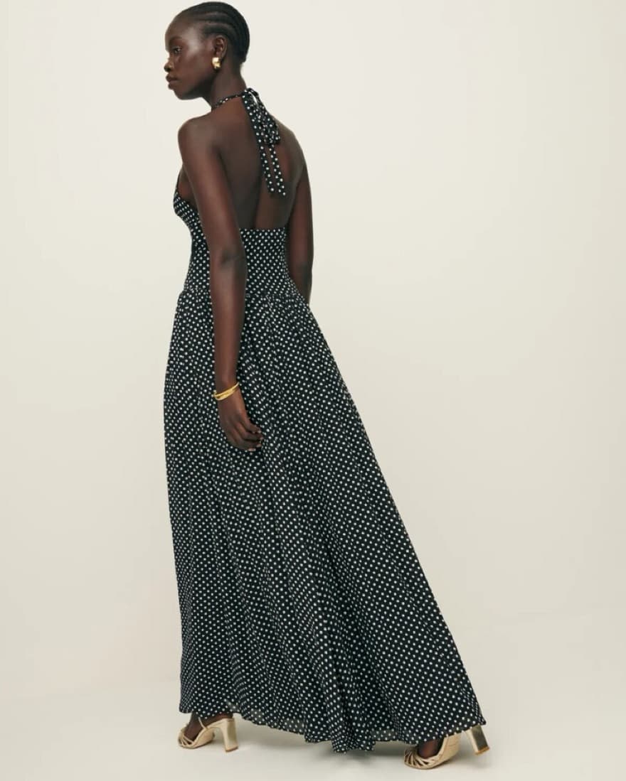 Reformation Amaris Dress in Caviar Dot - Image 4