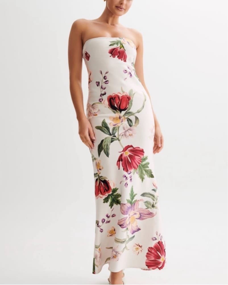Meshki Strapless Floral Dress SMALL - Image 1