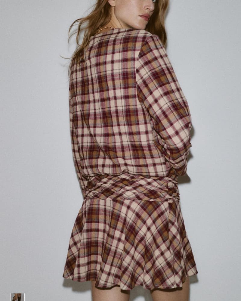 Zara Plaid Mini Dress - Image 2
