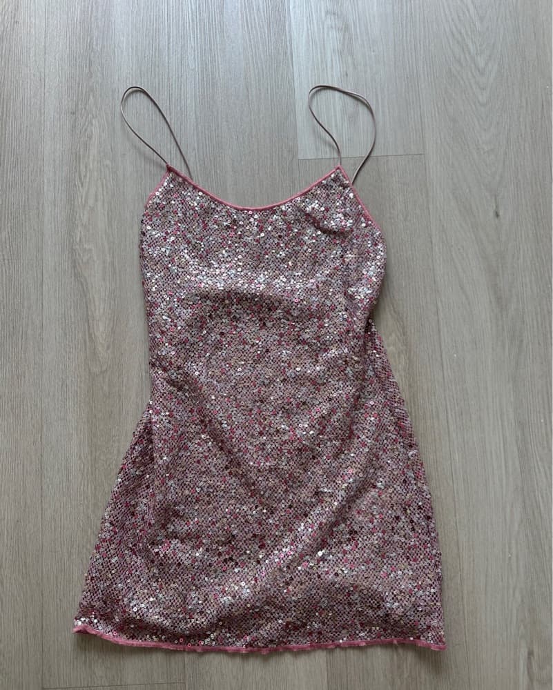 Oseree Swim Pink Sequin Mini Dress - Image 1