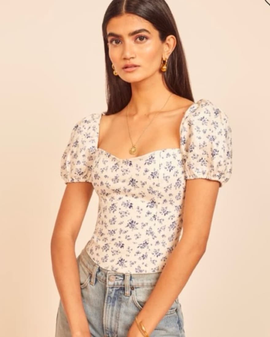 Reformation Floral Puff Sleeve Top - Image 1