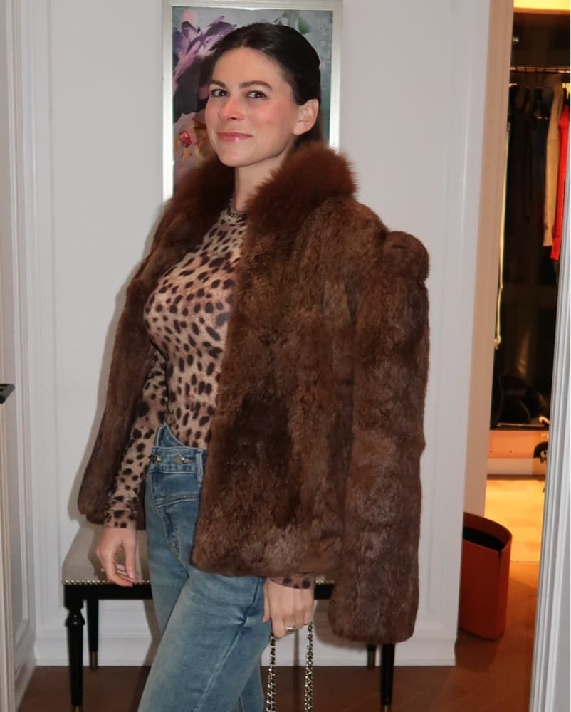 Brown Rabbit Fur Coat - Image 2