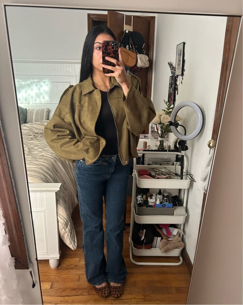 Suede Bomber Jacket - Image 1